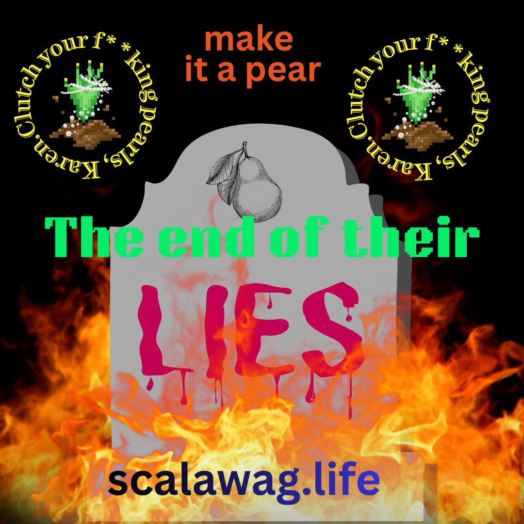 A gravestone being consumed by fire. On the grave stone is the title of this episode: the end of their lies.